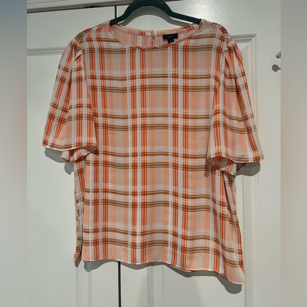 Orange check Ann Taylor Factory Top